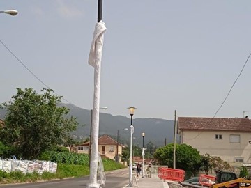 Iluminación rotonda rúa san bieito y carretera chaín en Gondomar